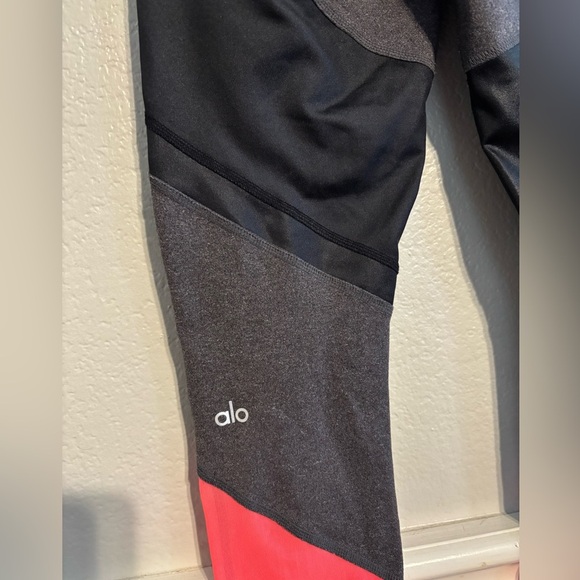 ALO Sheila Mid-Rise Colorblock Leggings Stretch Elastic Waist Gray-Orange Size M - Picture 5 of 7